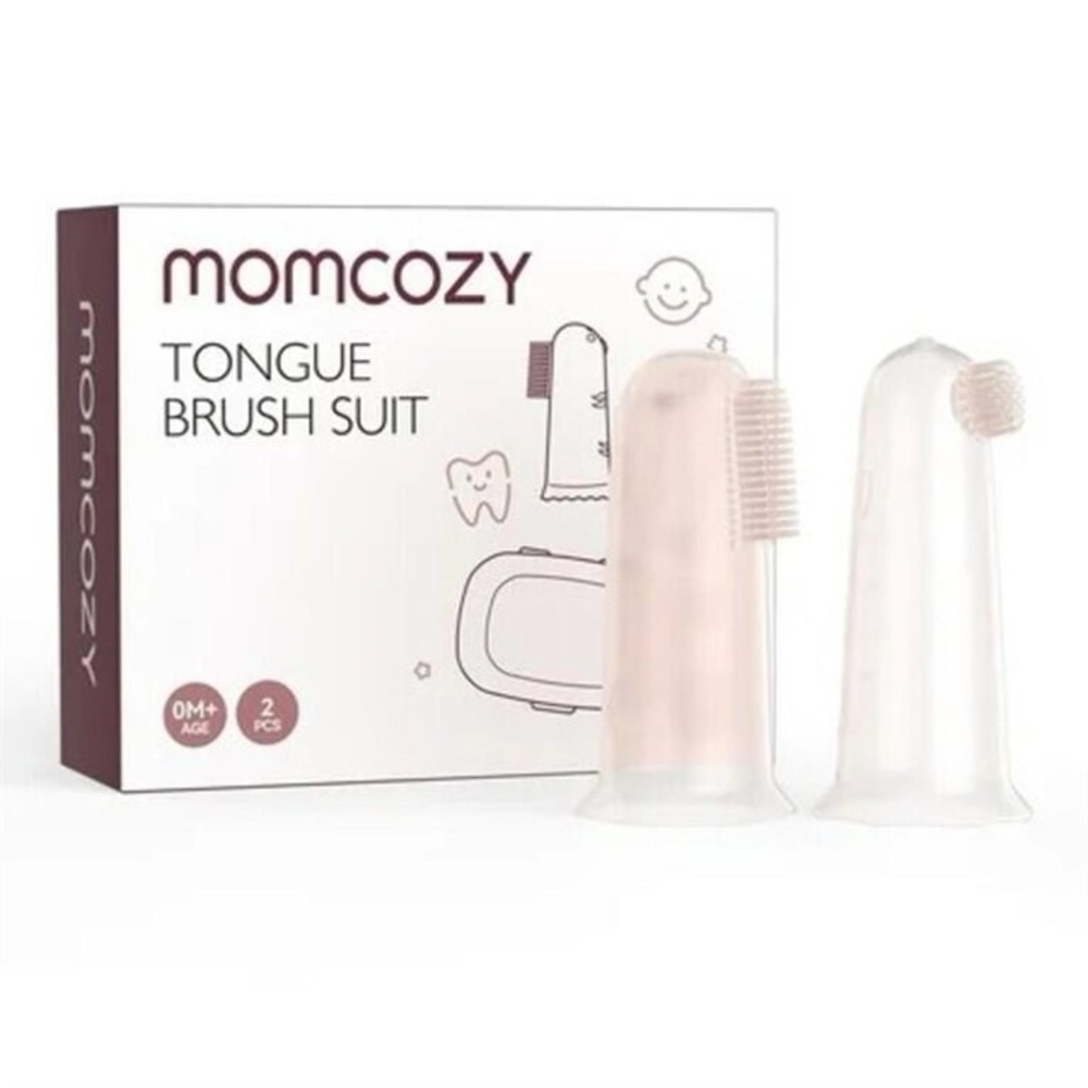 NWT Momcozy Silicone Baby Finger Brush Oral Care Set, Teething Training, 2 Pcs.